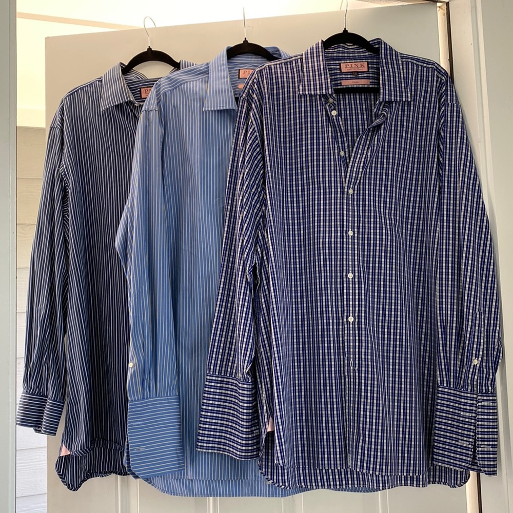 BUNDLE OF 3 Thomas Pink Men’s Tall Dress Shirts